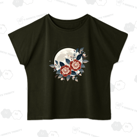 山茶花と月「sasanqua camellia and moon」