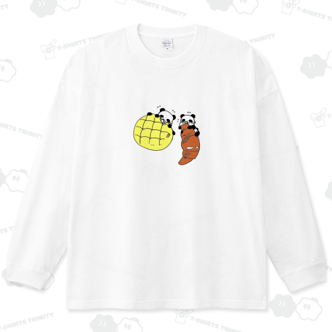 メロンパンとクロワッサンを食べるパンダ