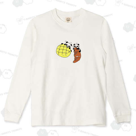 メロンパンとクロワッサンを食べるパンダ