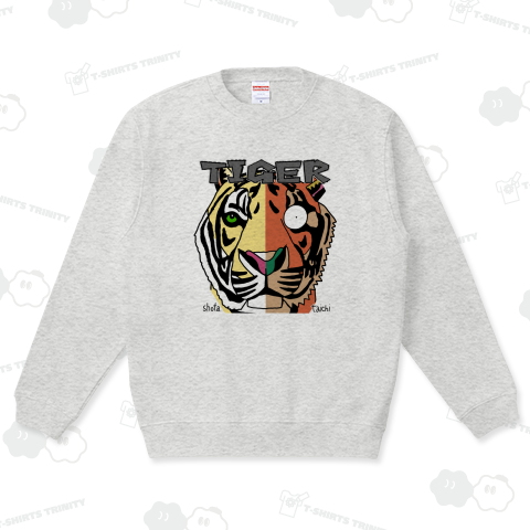 双子TIGER【フロントプリント】 クルーネックスウェット(10オンス)