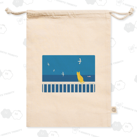 デザインにゃんこシリーズ カモメと茶トラと水平線