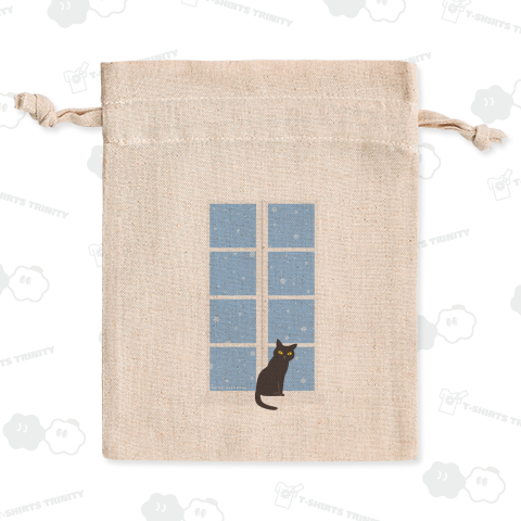 デザインにゃんこシリーズ 窓と雪と黒ねこ