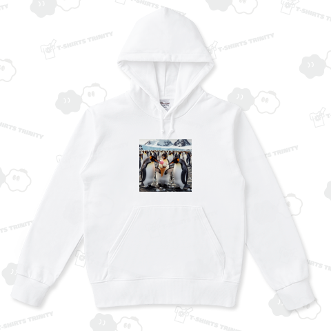 南極でアイスクリームを食べているペンギン