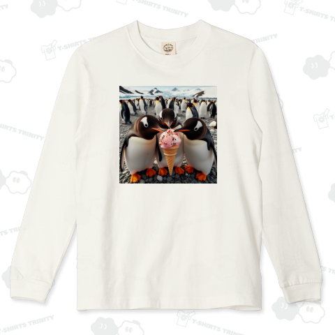 南極でアイスクリームを食べているペンギン