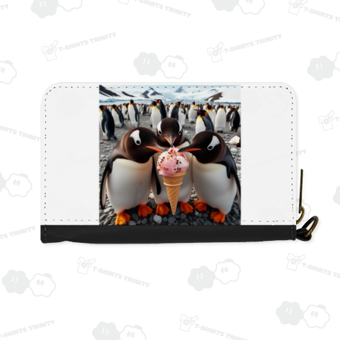 南極でアイスクリームを食べているペンギン