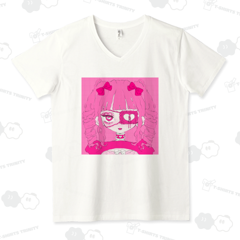 眼帯ちゃんTシャツ VネックTシャツ(4.3オンス)