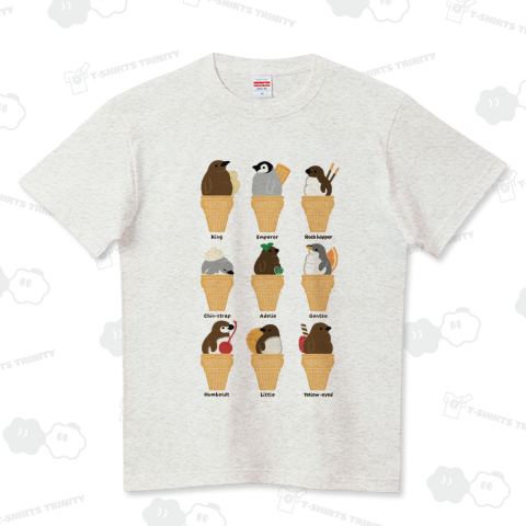 ペンギンヒナのアイスごっこ ハイクオリティーTシャツ(5.6オンス)
