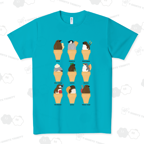 ペンギンヒナのアイスごっこ ドライTシャツ(4.4オンス)