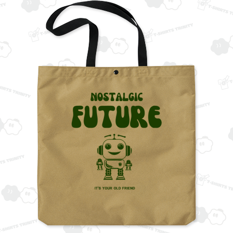 レトロな笑顔のロボットのロゴマーク風線画イラスト/緑