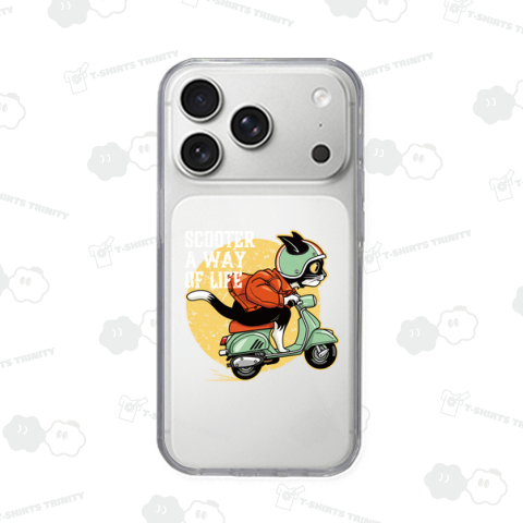 レトロバイクで風になる!スクーター猫_黒(前面)