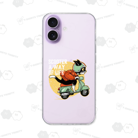 レトロバイクで風になる!スクーター猫_黒(前面)