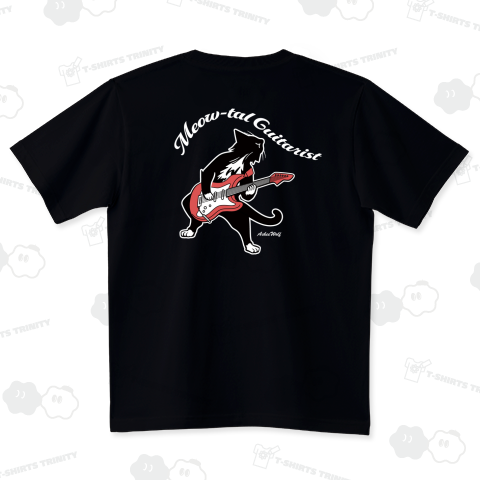 エレキギターをかき鳴らすロック猫!_黒猫 白文字(背面)