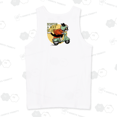 レトロバイクで風になる!スクーター猫_白(背面)