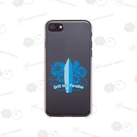 ハイビスカスとサーフボードの南国サマー(両面)_白