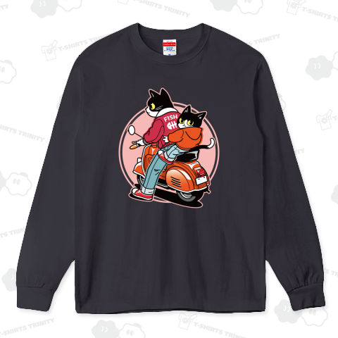 スクーターで風をきる猫たちの街さんぽ_レッド