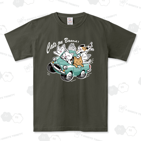 猫が車でにぎやかドライブ!運転中!_ブルー_黒