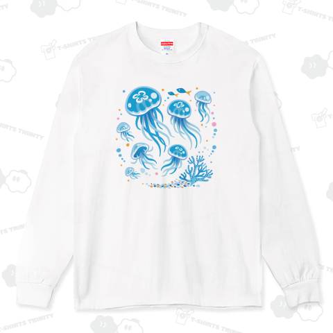 海中をふわり漂う癒しクラゲ_ブルー