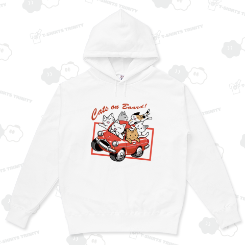 猫が車でにぎやかドライブ2! 運転中!_レッド_白