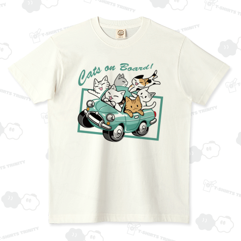 猫が車でにぎやかドライブ2! 運転中!_ブルー_白