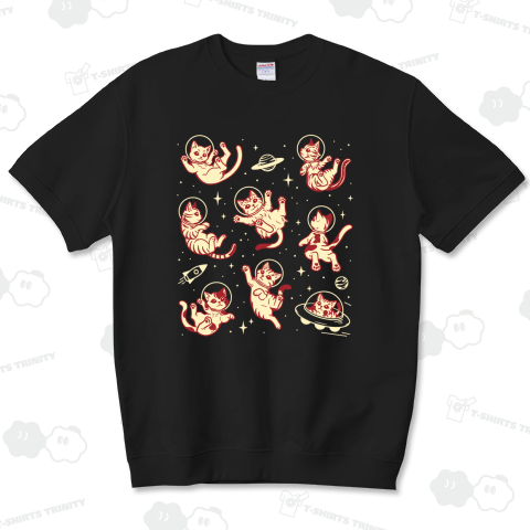 宇宙服でふわふわ集まる猫の集会_ブラウン_黒