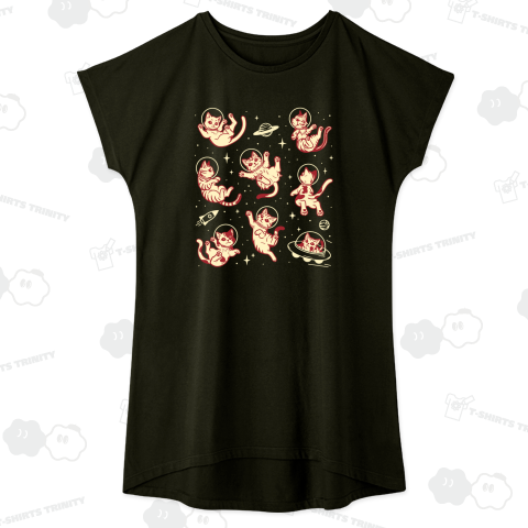 宇宙服でふわふわ集まる猫の集会_ブラウン_黒