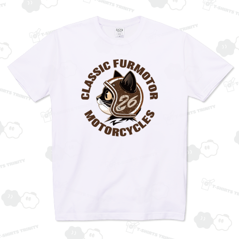 ヘルメット猫のレトロアメリカン・ライド_白(前面)