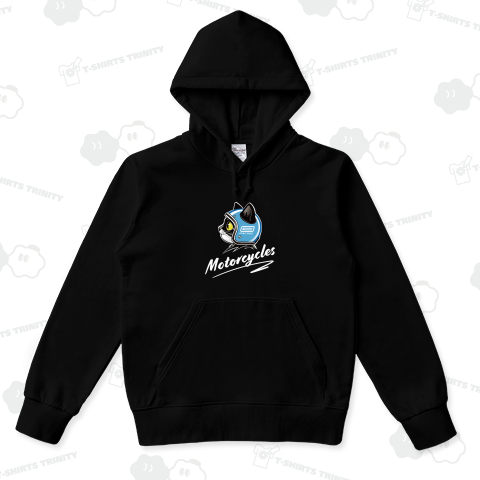 レトロヘルメットで決めた猫の横顔_シンプル版_黒_ブルー