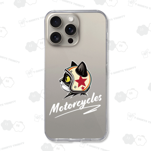 レトロヘルメットで決めた猫の横顔_シンプル版_黒_クリーム