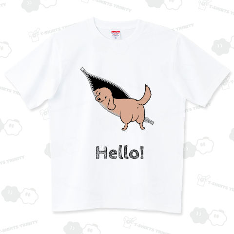 【文字変更可】ジッパーの中に入ろうとするダックス(レッド)