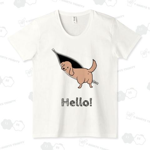 【文字変更可】ジッパーの中に入ろうとするダックス(レッド)