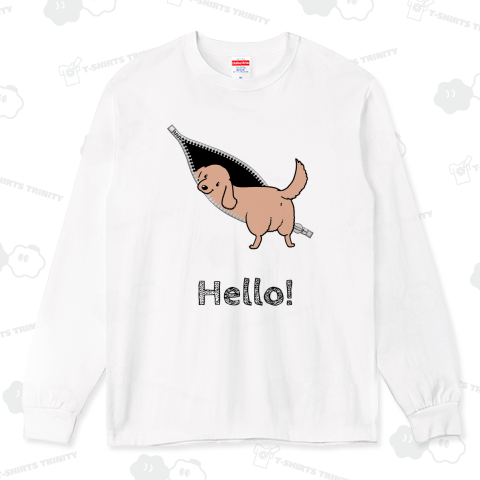 【文字変更可】ジッパーの中に入ろうとするダックス(レッド)