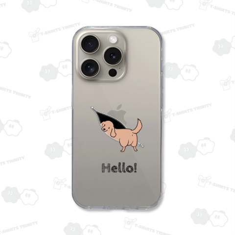 【文字変更可】ジッパーの中に入ろうとするダックス(レッド)