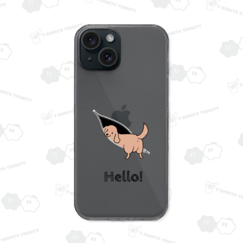 【文字変更可】ジッパーの中に入ろうとするダックス(レッド)