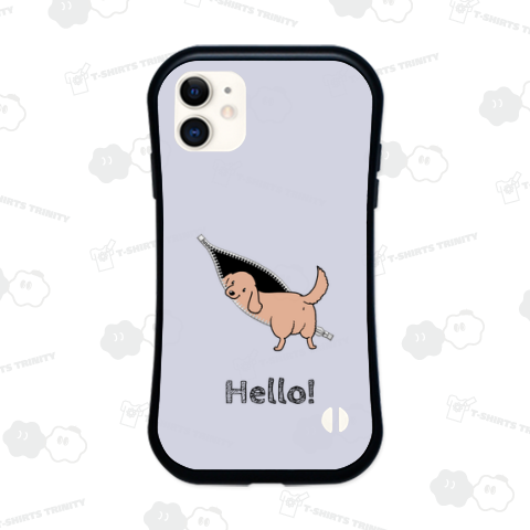 【文字変更可】ジッパーの中に入ろうとするダックス(レッド)