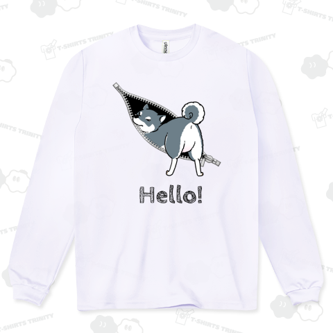 【文字変更可】ジッパーの中に入ろうとする柴犬(黒柴)