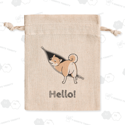 【文字変更可】ジッパーの中に入ろうとする柴犬(赤柴)