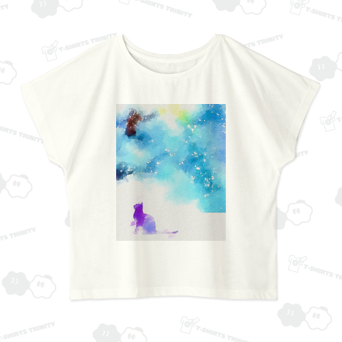 水彩の猫と星空