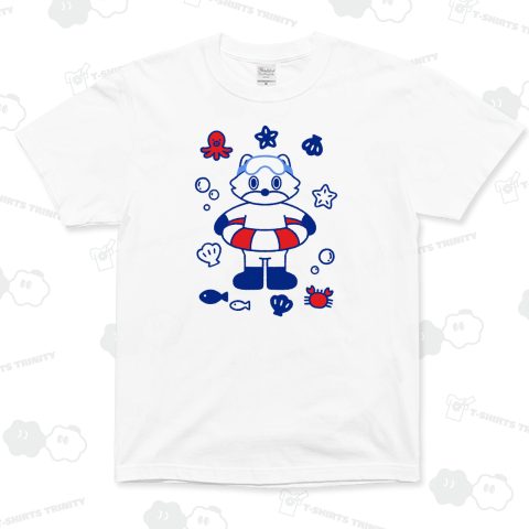 きつねの「プピ」海に行く スーパーヘビーTシャツ(7.4オンス)