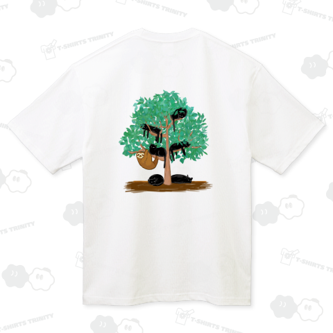 【バックプリント】ナマケモノ、ドン引き、、ナマケモノよりなまける、なまけねこものども