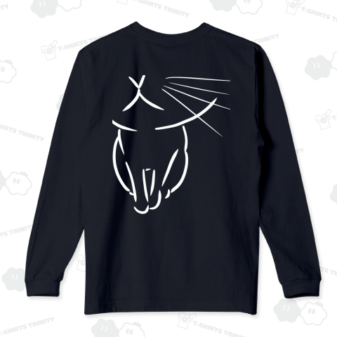 【バックプリント】カメラによってくるドアップのネコ(白字)