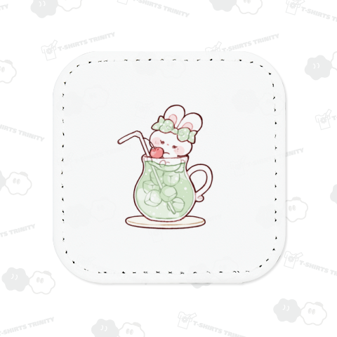メロンソーダなうさぎちゃん レザーバッジS(四角)