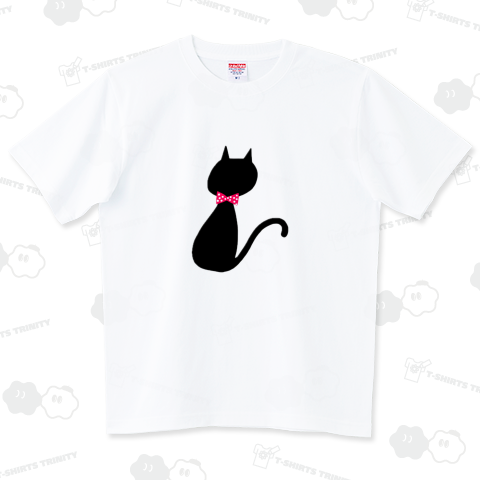 水玉リボンの黒猫