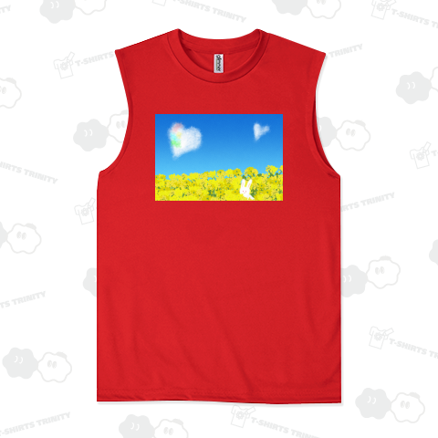 菜の花畑にハートの彩雲