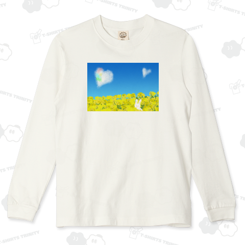 菜の花畑にハートの彩雲