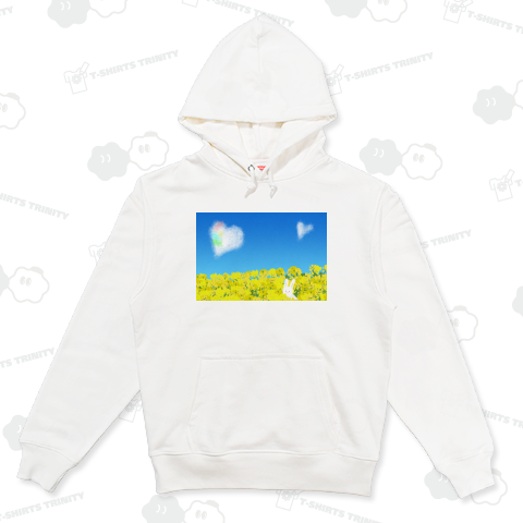 菜の花畑にハートの彩雲