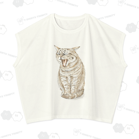 猫の大きなあくび 水彩画