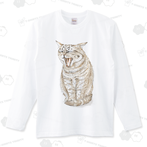 猫の大きなあくび 水彩画