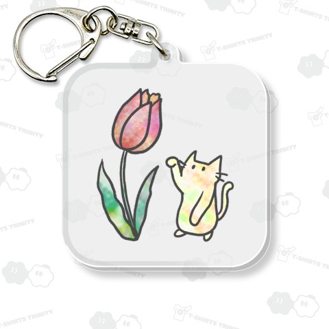 ねことチューリップ