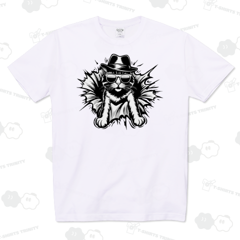 破って飛び出す紳士猫