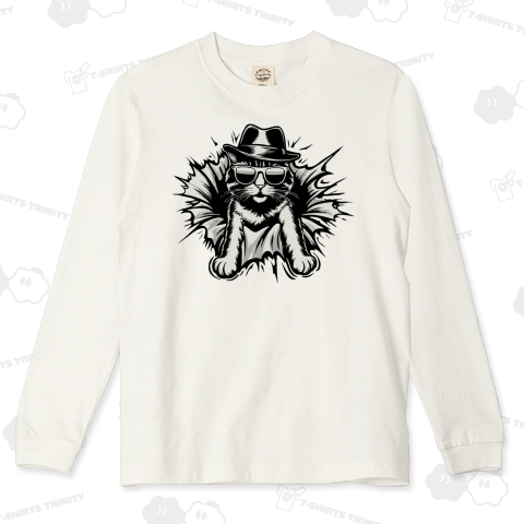 破って飛び出す紳士猫